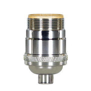 Satco 80-1057 Short Keyless Socket 1/8 IPS 4 Piece Stamped Solid Brass Polished Nickel Finish 660W 250V Uno Thread