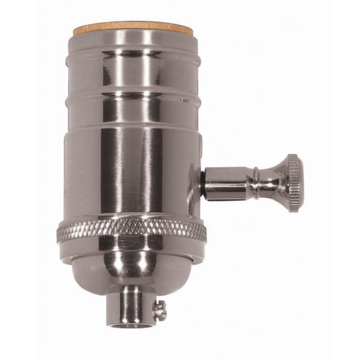 Satco 80-1065 150W Full Range Turn Knob Dimmer Socket With Removable Knob 1/8 IPS 4 Piece Stamped Solid Brass Polished Nickel Finish 120V