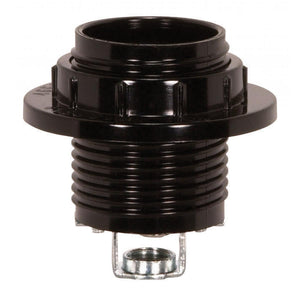 Satco 80-1077 Threaded Socket With Ring 1/8 IP Hickey Screw Terminals 2" Overall Height 1-1/4" Diameter 2-1/8" Outside Ring 660W 250V