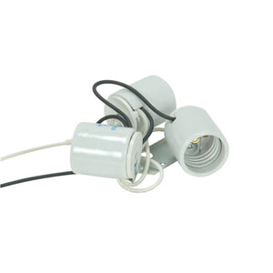 Satco 80-1082 3-Light Porcelain Socket With 1/8 IP Slip Hole With Metal Strap 24 in. AWM 150C Leads Aluminum Screw Shell Glazed 660W 250V