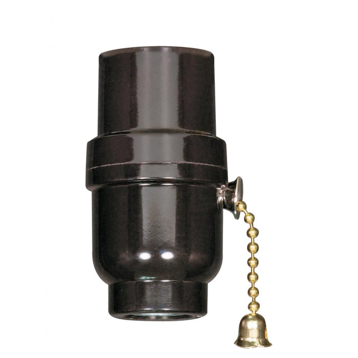 Satco 80-1108 Socket Medium base Brass on-off pull chain, 1/8 IP cap with metal bushing less set screw