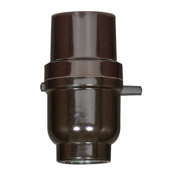 Satco 80-1110 Push Thru Socket Phenolic Smooth 1/8 IP Cap With Metal Bushing Less Set Screw 2-7/8" Height 1-1/4" Diameter 660W 250V