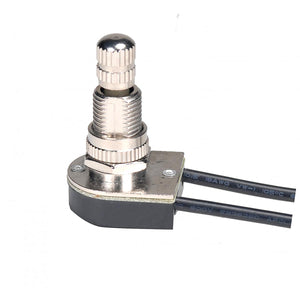 Satco 80-1135 On-Off Metal Rotary Switch 5/8" Metal Bushing Single Circuit 6A-125V, 3A-250V Rating Nickel Finish