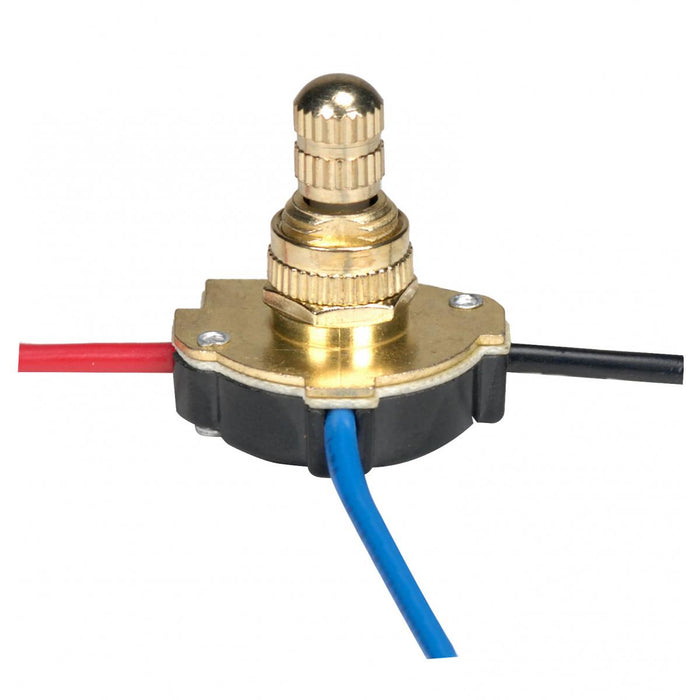 Satco 80-1136 3-Way Metal Rotary Switch, Metal Bushing, 2 Circuit, 4 Position(L-1, L-2, L1-2, Off). Rated: 6A-125V, 3A-250V
