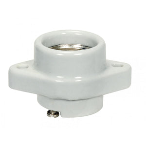 Satco 80-1149 Keyless Porcelain One Piece Sign Socket Center / 2 #8-32 Flange/Bushing CSSNP Screw Shell Glazed 660W 250V