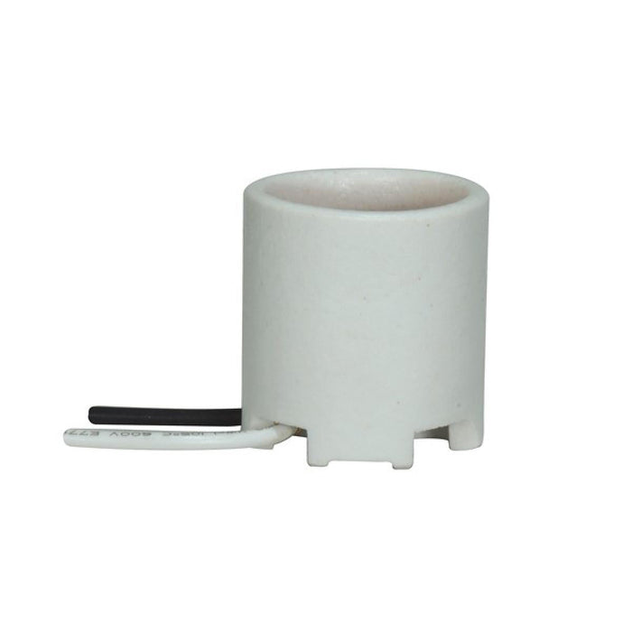Satco 80-1155 Keyless Porcelain Socket Unglazed With Wireway 8-1/2" AWM B/W 105C 1 Bushing Mount Bronze Screw Shell Unglazed 660W 250V