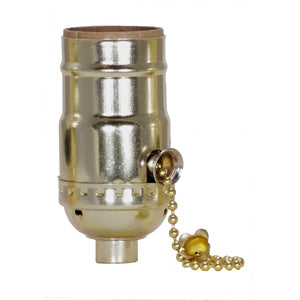 Satco 80-1188 On-Off Pull Chain Socket 1/8 IPS Aluminum Brite Gilt Finish 660W 250V With Set Screw