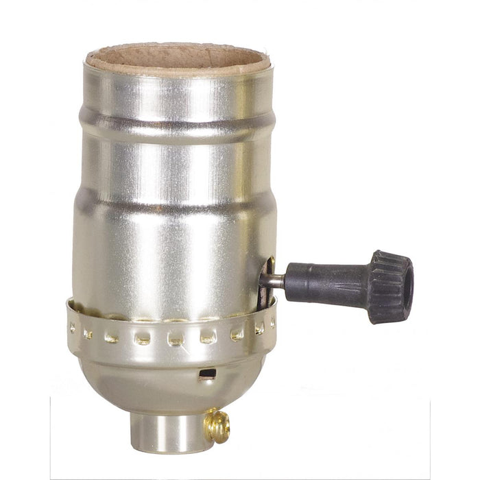 Satco 80-1192 3-Way (2 Circuit) Turn Knob Socket With Removable Knob 1/8 IPS Aluminum Brite Gilt Finish 250W 250V With Set Screw