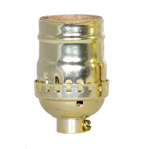 Satco 80-1194 Short Keyless Socket 1/8 IPS Aluminum Brite Gilt Finish 660W 250V With Set Screw