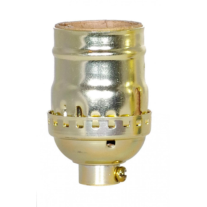 Satco 80-1194 Short Keyless Socket 1/8 IPS Aluminum Brite Gilt Finish 660W 250V With Set Screw