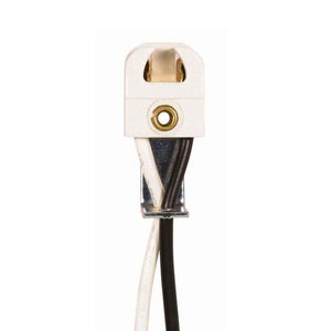 Satco 80-1251 T5 Lampholder w/8" AWM B/W Solid Leads for Retro Fit and Replacement Tall Right angle Bracket 660W-600V 1 1/4"H x 5/8"W x 3/8"D