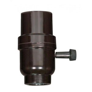 Satco 80-1266 3 Terminal 2 Circuit Turn Knob Phenolic Smooth 1/8 IP Cap With Metal Bushing Less Set Screw 250W 250V