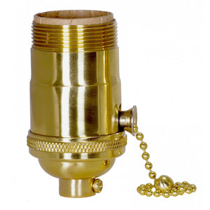 Satco 80-1291 On-Off Pull Chain Socket 1/8 IPS 4 Piece Stamped Solid Brass Polished Brass Finish 660W 250V Uno Thread