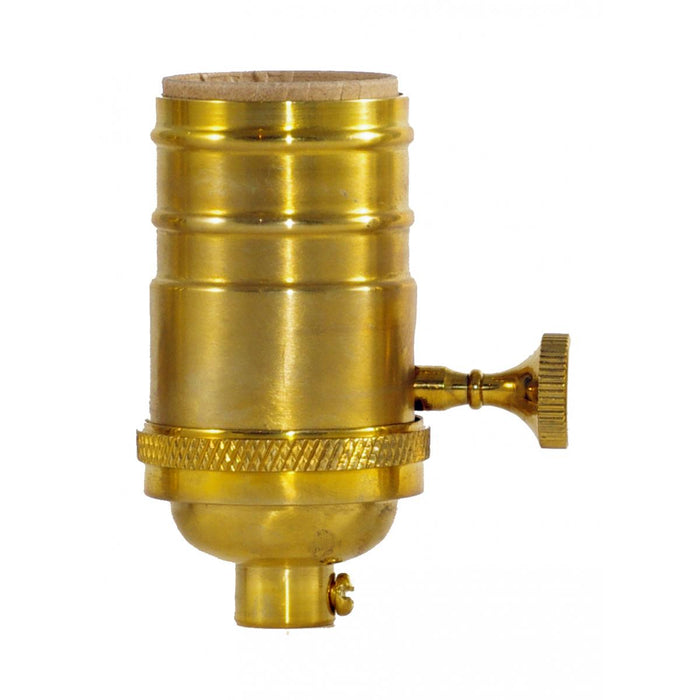 Satco 80-1321 On-Off Turn Knob Socket With Matching Finish Removable Knob 1/8 IPS 4 Piece Stamped Solid Brass Unfinished 250W 250V