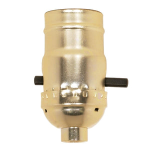 Satco 80-1348 On-Off Push Thru Socket 1/8 IPS Aluminum Brite Gilt Finish 660W 250V Push-In Terminal