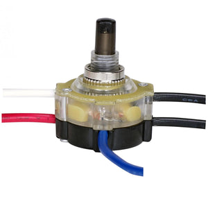 Satco 80-1358 3-Way Lighted Push Switch, Plastic Bushing, 2 Circuit, 4 Position(L-1, L-2, L1-2, Off). Rated: 6A-125V, 3A-250V