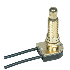 Satco 80-1363 On-Off Metal Rotary Switch 1-1/8" Metal Bushing Single Circuit 6A-125V, 3A-250V Rating 6" Leads Brass Finish