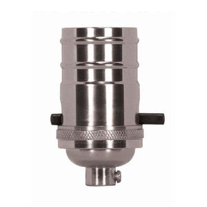 Satco 80-1433 On-Off Push Thru Socket 1/8 IPS 4 Piece Stamped Solid Brass Polished Nickel Finish 660W 250V