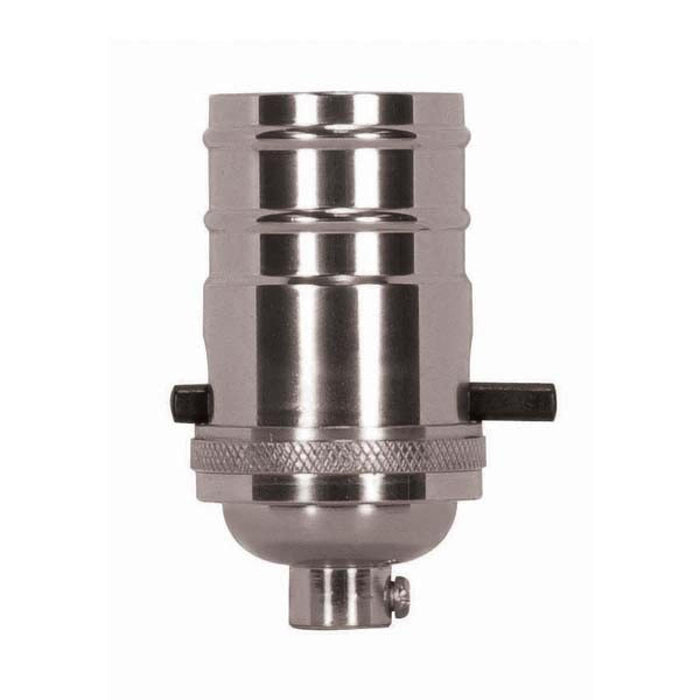 Satco 80-1433 On-Off Push Thru Socket 1/8 IPS 4 Piece Stamped Solid Brass Polished Nickel Finish 660W 250V