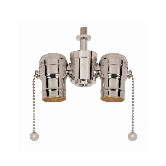 Satco 80-1524 Medium Base Solid Brass Cluster Body Polished Nickel Finish 1/8 IP Top 1/4 IP Bottom 250W 250V