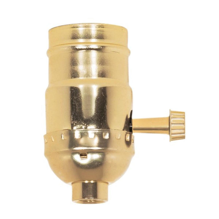 Satco 80-1533 3-Way Turn Knob Socket With Removable Knob 1/8 IPS Aluminum Brite Gilt Finish 250W 250V