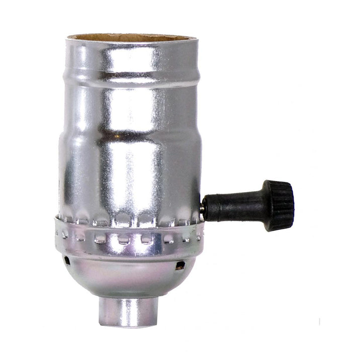 Satco 80-1542 3-Way Turn Knob Socket With Removable Knob 1/8 IPS Aluminum Nickel Finish 250W 250V