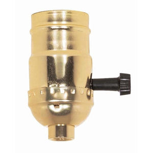 Satco 80-1558 On-Off Turn Knob Socket With Removable Knob 1/8 IPS Aluminum Brite Gilt Finish 250W 250V