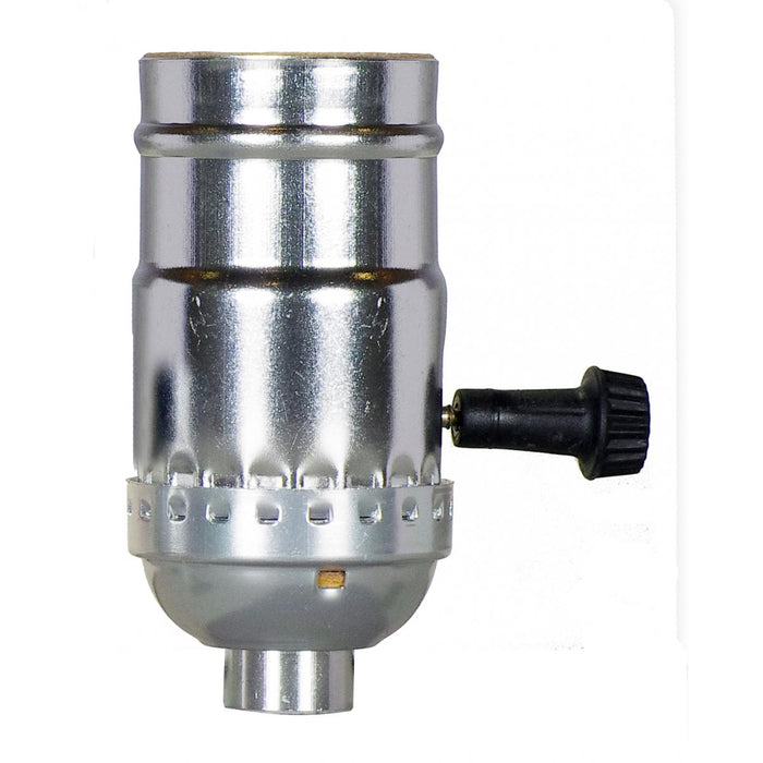 Satco 80-1559 On-Off Turn Knob Socket With Removable Knob 1/8 IPS Aluminum Nickel Finish 250W 250V