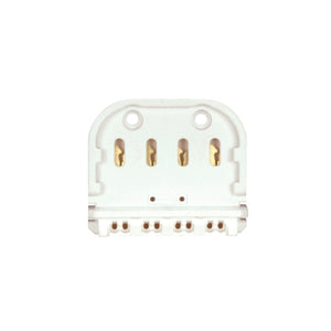 Satco 80-1605 4-Pin Long Twin Tube Lampholder Molded White Thermosetting Urea Copper Alloy Double-Edge Contacts Push-In Wiring 660W 600V