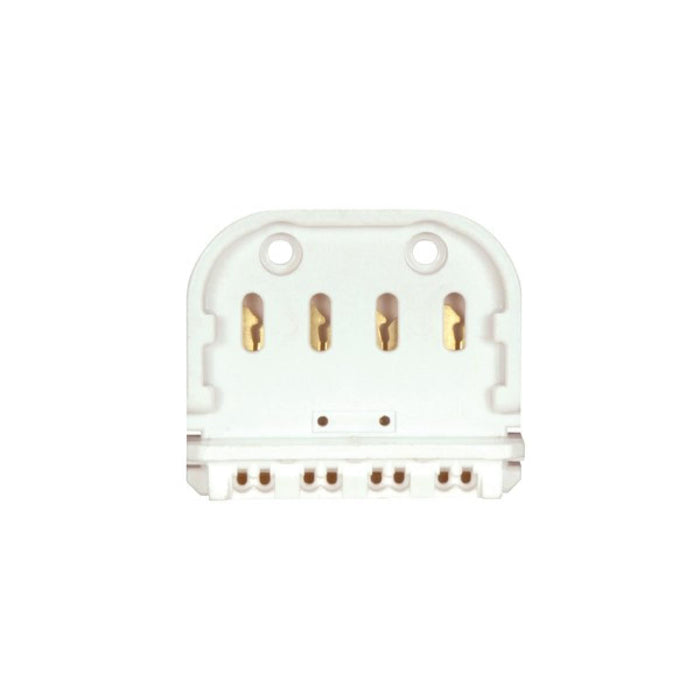 Satco 80-1605 4-Pin Long Twin Tube Lampholder Molded White Thermosetting Urea Copper Alloy Double-Edge Contacts Push-In Wiring 660W 600V