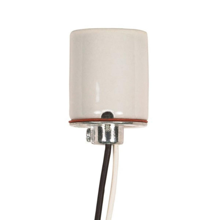 Satco 80-1614 Keyless Porcelain Socket 1/8 IP Cap With Side Notches 2 Wireways Spring Contact For 4KV 18" Leads Glazed 660W 600V