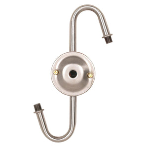 Satco 80-1636 Steel "S" Cluster For Medium or Candelabra Nickel Finish No Wire 7" Centers 1/8 IP Top And 1/4 IP Bottom