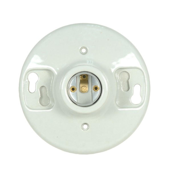 Satco 80-1648 Keyless Glazed Porcelain Ceiling Receptacle 4 Terminal Screw Terminals 4-3/8" Diameter 660W 250V