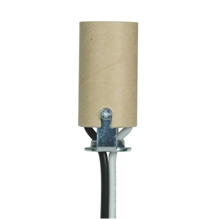 Satco 80-1653 Candelabra Socket With Leads 1-3/4" Height 3/4" Diameter 24" #18 UL 1015 B/W Leads 105C 75W 125V