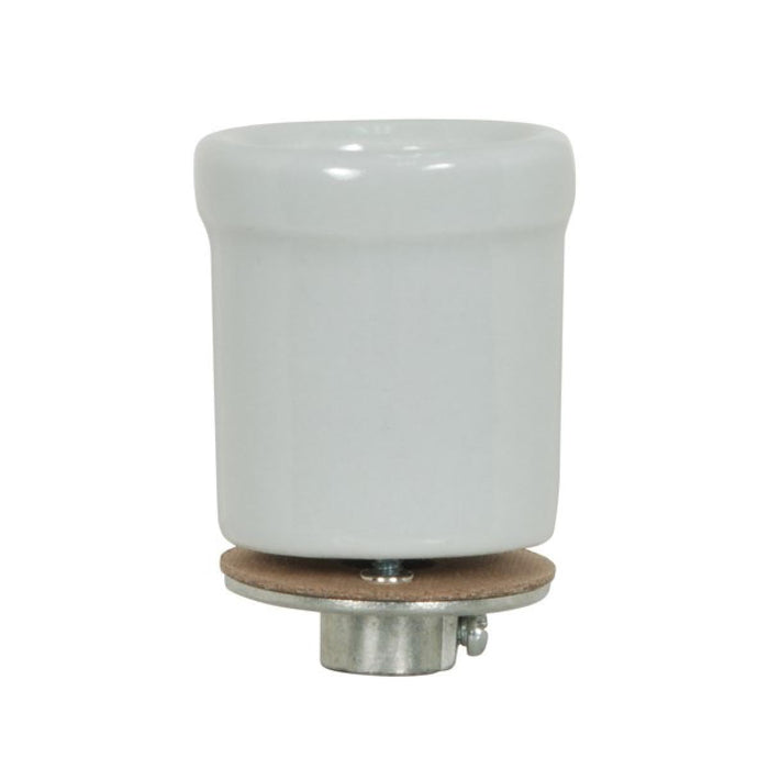 Satco 80-1682 Keyless Porcelain Beaded Body Socket With Flange And 1/8 IP Cap Glazed 660W 250V