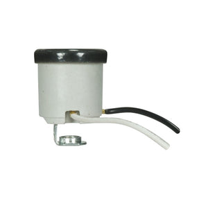 Satco 80-1685 Keyless Porcelain Socket With Black Rim And Hickey, Unglazed 660W 250V