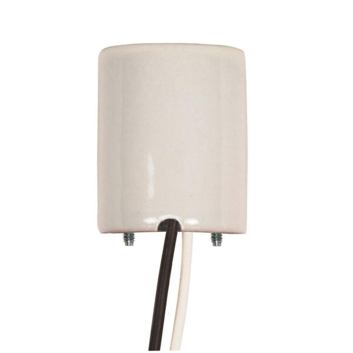 Satco 80-1689 Keyless Porcelain Socket With Paper Liner Mounting Screws Held Captive 2 Wireways 18" Leads Glazed 660W 600V