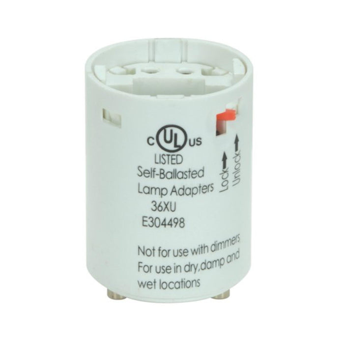 Satco 80-1712 Smooth Phenolic Electronic Self-Ballasted CFL Lampholder 120V, 60Hz, 0.23A 18W G24q-2 And GX24q-2 2" Height 1-1/2" Width