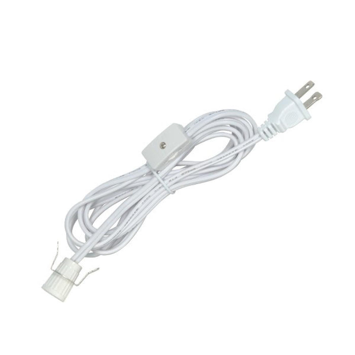 Satco 80-1786 6 Foot #18 SPT-2 White Cord, Switch, And Plug (Switch 17" From Socket)