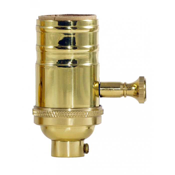 Satco 80-1795 150W Full Range Turn Knob Dimmer Socket With Removable Knob 1/4 IPS 4 Piece Stamped Solid Brass Polished Brass Finish 120V