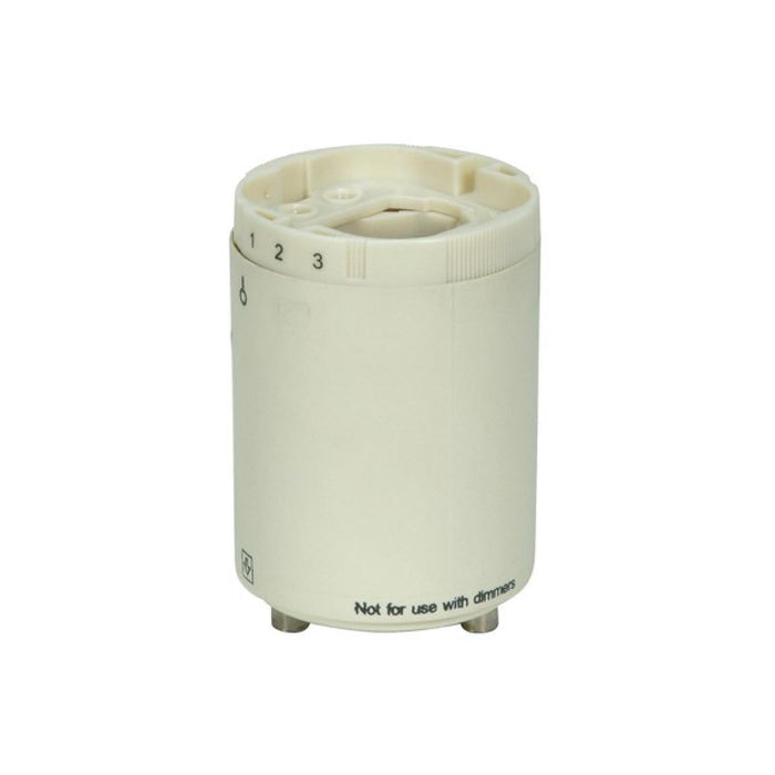 Satco 80-1847 Smooth Phenolic Electronic Self-Ballasted CFL Lampholder 120V, 60Hz, 0.20A 18W G24q-2 And GX24q-2 2" Height 1-1/2" Width