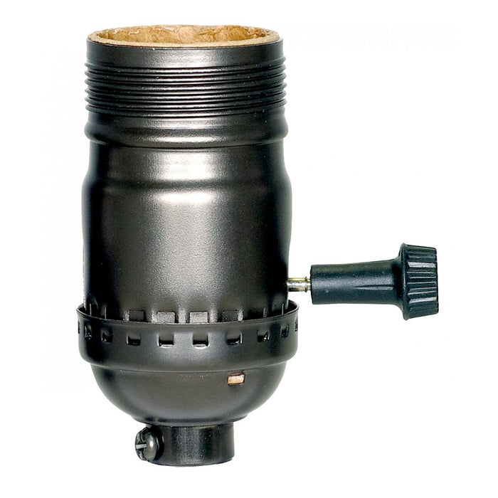 Satco 80-1969 3-Way (2 Circuit) Turn Knob Socket With Removable Knob 1/8 IPS Aluminum Dark Antique Brass Finish 250W 250V Uno Thread