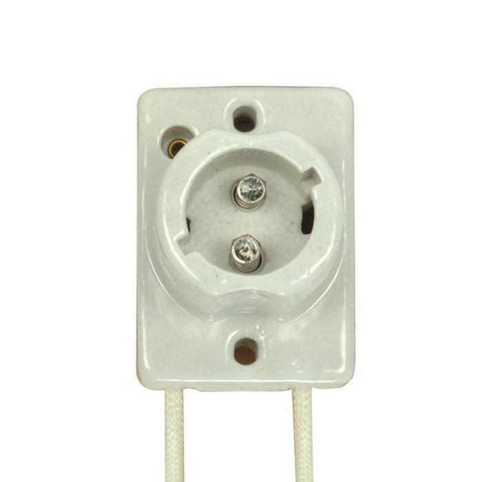 Satco 80-2035 Keyless Low Pressure Sodium Surface Mount Porcelain Socket With Single-End Bayonet Base Glazed 660W 1000V