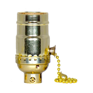 Satco 80-2186 On-Off Pull Chain Socket 1/4 IPS Aluminum Brite Gilt Finish 660W 250V