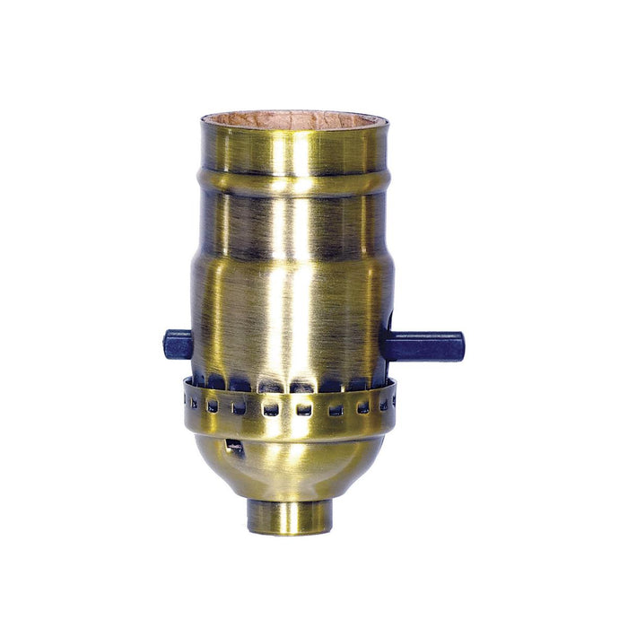 Satco 80-2251 On-Off Push Thru Socket 1/8 IPS 3 Piece Stamped Solid Brass Antique Brass Finish 660W 250V