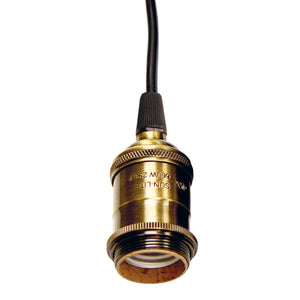 Satco 80-2270 Medium base lampholder 4pc. Solid brass prewired Uno ring 6ft. 18/2 SVT Black Cord Antique brass finish