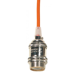 Satco 80-2344 Medium base lampholder 4pc. Solid brass prewired Uno ring 10ft. 18/2 SVT Orange Cord Polished Nickel finish