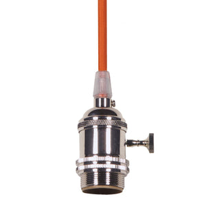 Satco 80-2346 Medium base lampholder 4pc. Solid brass prewired On/Off Uno ring 10ft. 18/2 SVT Orange Cord Polished nickel finish