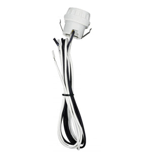 Satco 80-2370 Keyless Porcelain Socket With Double Snap-In Clip 60" High Temperature Leads Unglazed 660W 250V