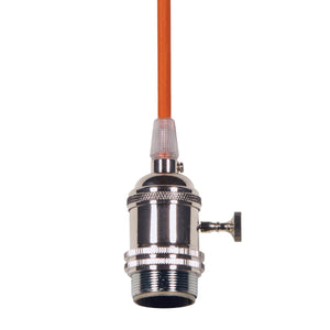 Satco 80-2381 Medium base lampholder 4pc. Solid brass prewired On/Off Uno ring 10ft. 18/2 SVT Red Cord Polished nickel finish